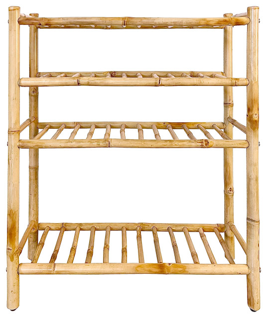 Zew Bamboo 4-tier Shoe Rack With a Designated Tier for Boots
