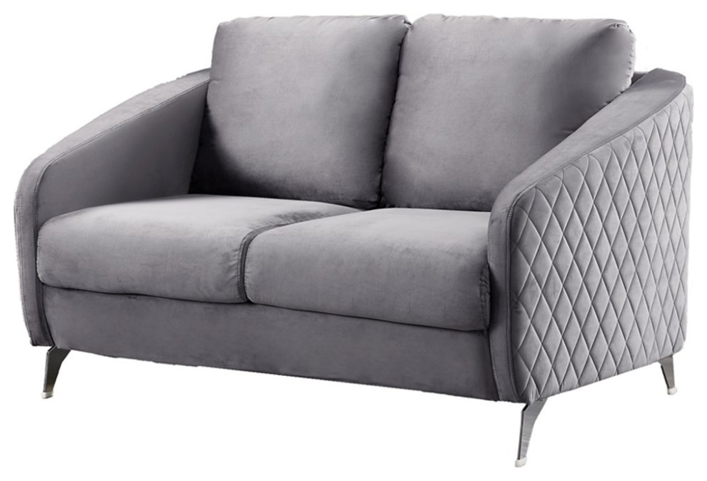 Lilola Home Sofia Gray Velvet Elegant Modern Chic Loveseat Couch