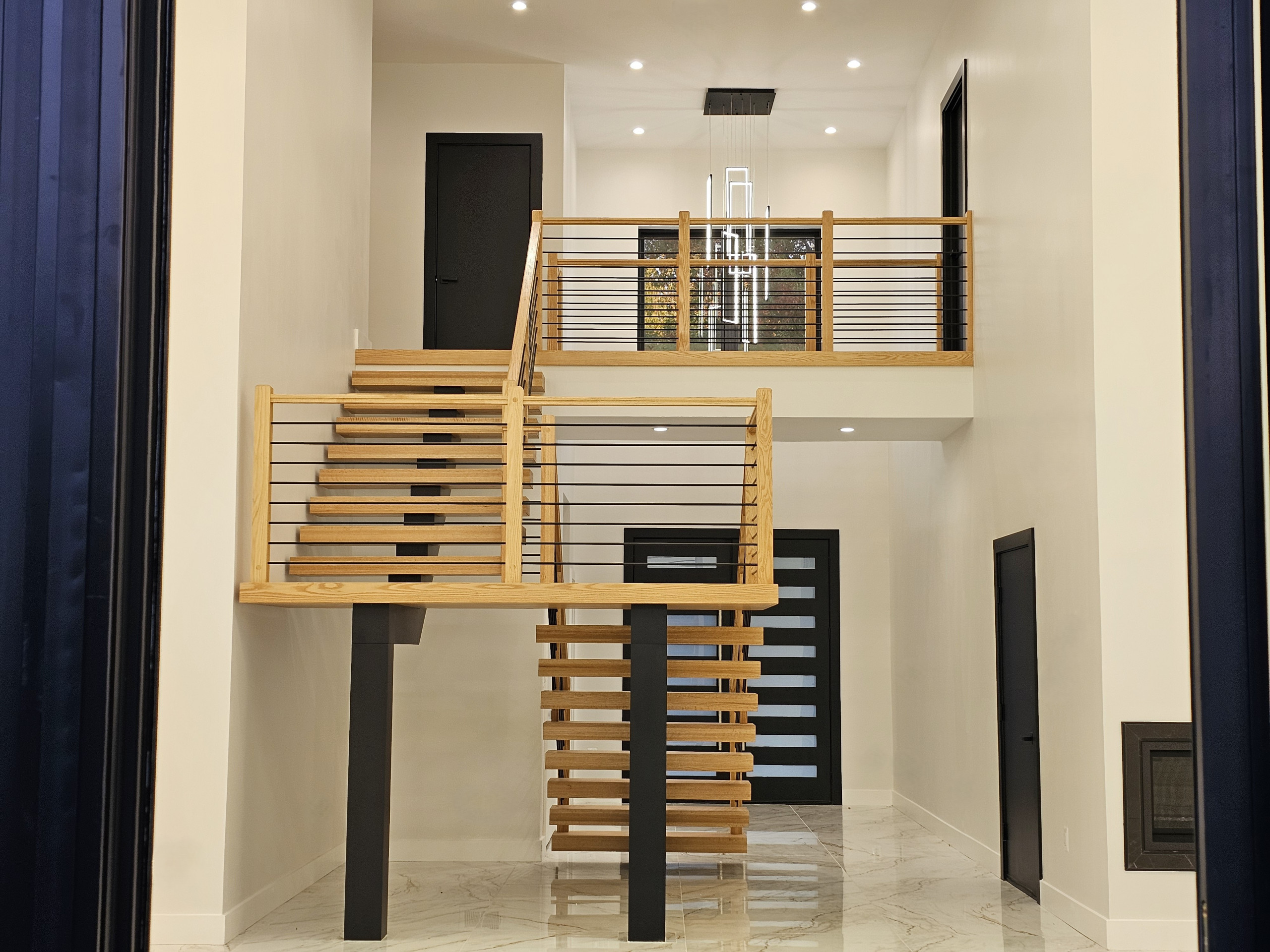 143_Modern Floating Red Oak and Metal Staircase, Sterling, VA