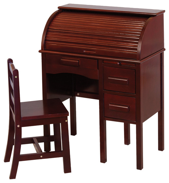 Roll Top Desk and Chair, Espresso Transitional Kids Desks And Desk Sets by Ergode