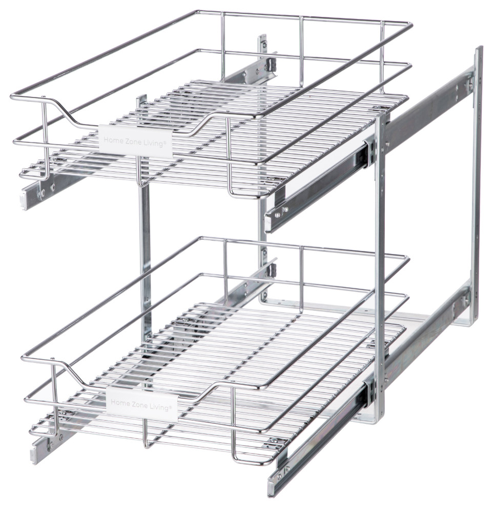 Home Zone Living Pull Out Drawer Organizer, 2Tier, 11 in. W x 20 in. D Modern