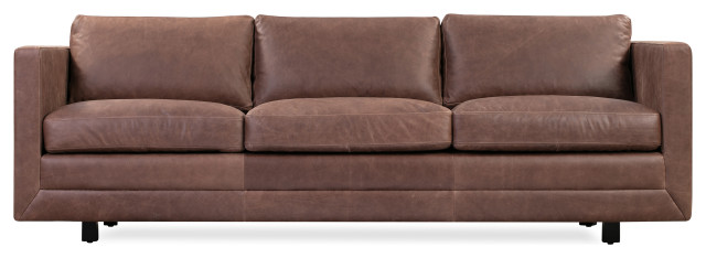 Manhattan Leather Sofa, Mocha Top Grain Full Aniline