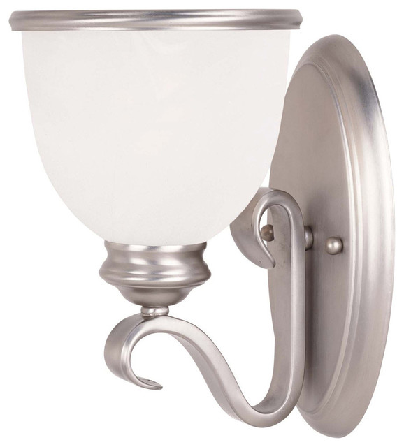 1 Light Sconce Pewter White Marble Glass Traditional Wall Sconces