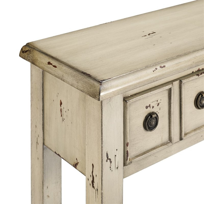Linon Sadie Long Wood Console Table in Cream - Farmhouse - Console ...