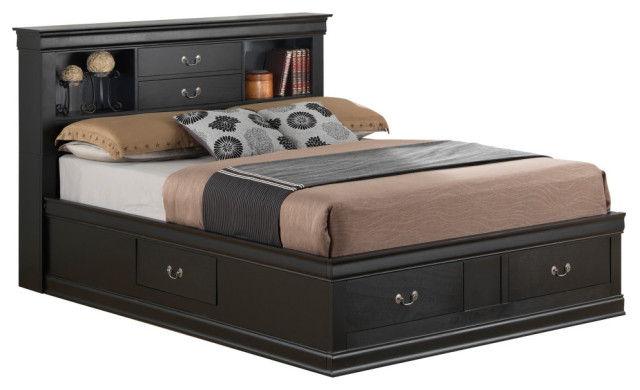 Louis Philippe King Storage Platform Bed - Traditional - Platform Beds ...
