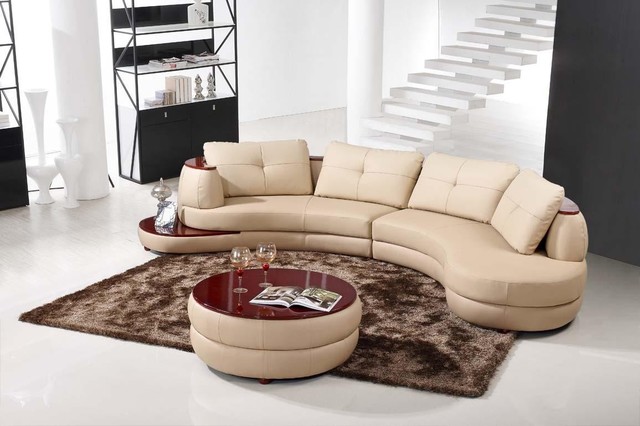 TOSH Furniture - Modern Beige Sectional Sofa Furniture + FREE OTTOMAN - TOS-LF-1