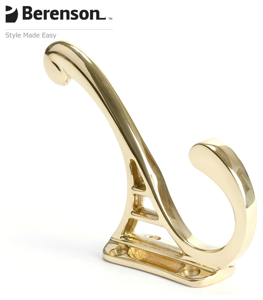 8010-03-P Polished Brass Finish Solid Brass Decorative Hook by Berenson Hardware