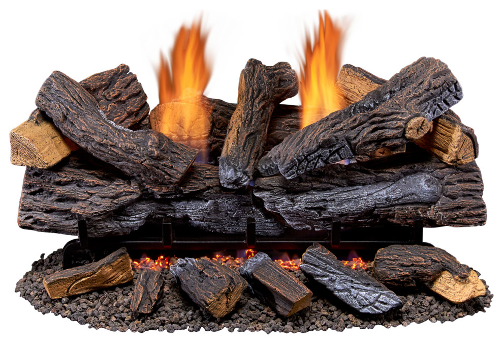 Duluth Ventless Dual Fuel Gas Log Set, 30" 33,000 BTU, Remote