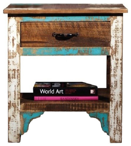 La Boca Rustic Distressed Wood Nightstand Beach Style Nightstands And Bedside Tables By Crafters And Weavers