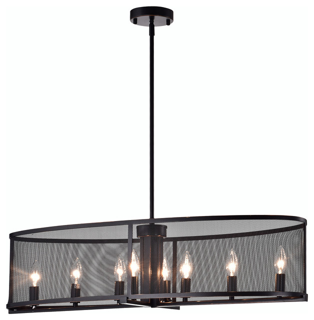 Aludra 8-Light Oil Rubbed Bronze Oval Metal Mesh Shade Dining Room Chandelier