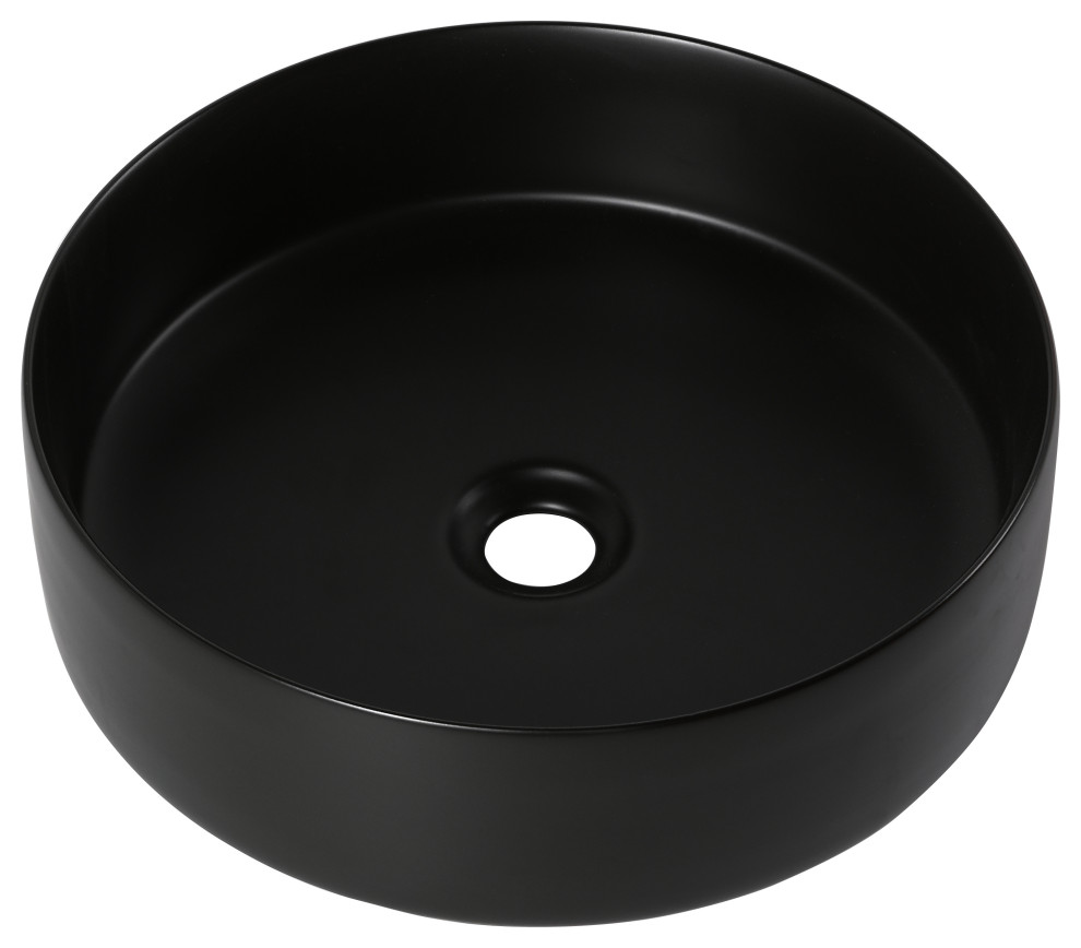 15.7 in Round Bathroom Ceramic Vessel Sink Contemporary Bathroom