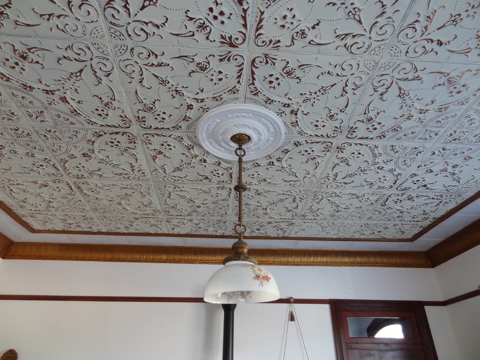 Living Room Tin Ceiling Tile Installation American Made