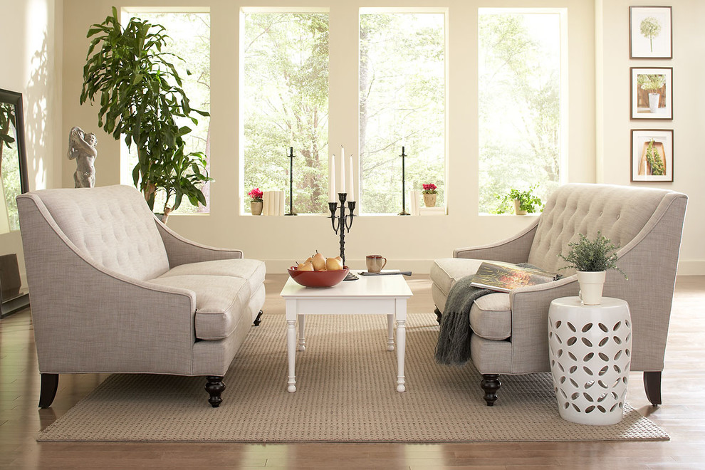 Photo of a transitional living room in Charlotte.