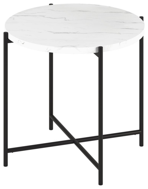 Henn&Hart 23.63" Blackened Bronze/Faux Marble Metal/Faux Marble Side