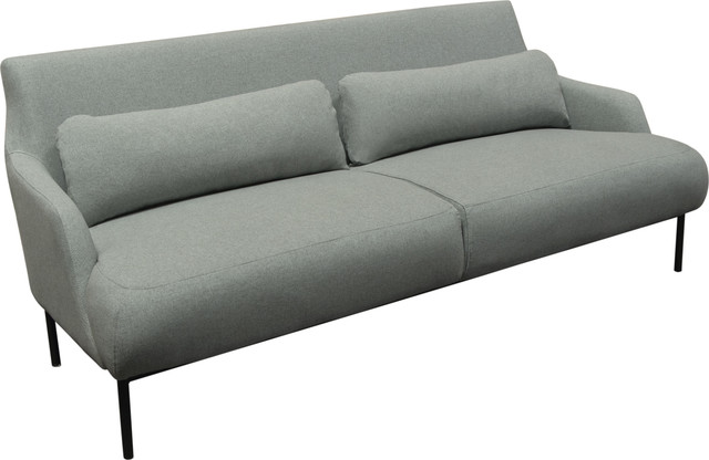 Melrose Sofa With Black Powder Coat Metal Legs Transitional Melrose Sofa With Black Powder Coat Metal Legs Mist Gray