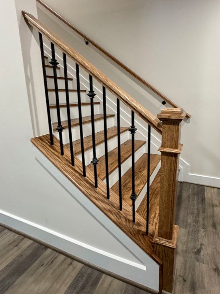 117_Distinct Oak Staircase with Iron Balusters & Oak Rail Profile, Chantilly VA