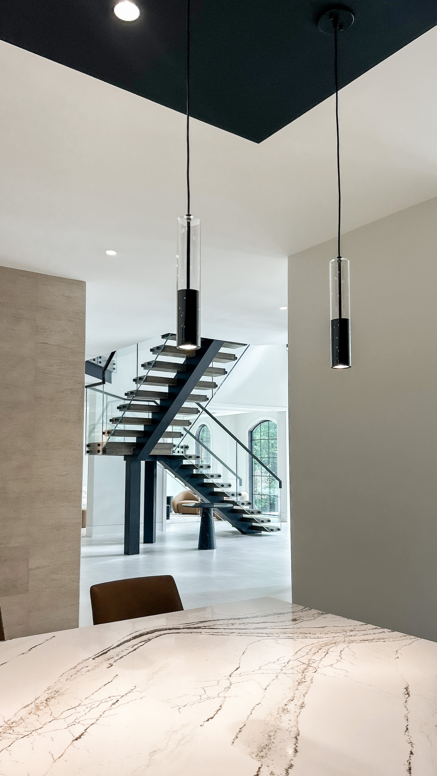 Project #159 | Modern Foyer Stair with Stand-off Glass Railing