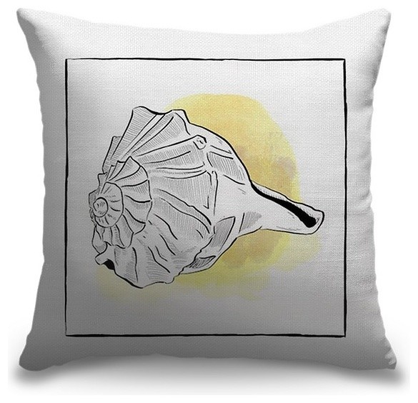 "Shell I - Coastal Watercolor" Pillow 18"x18"