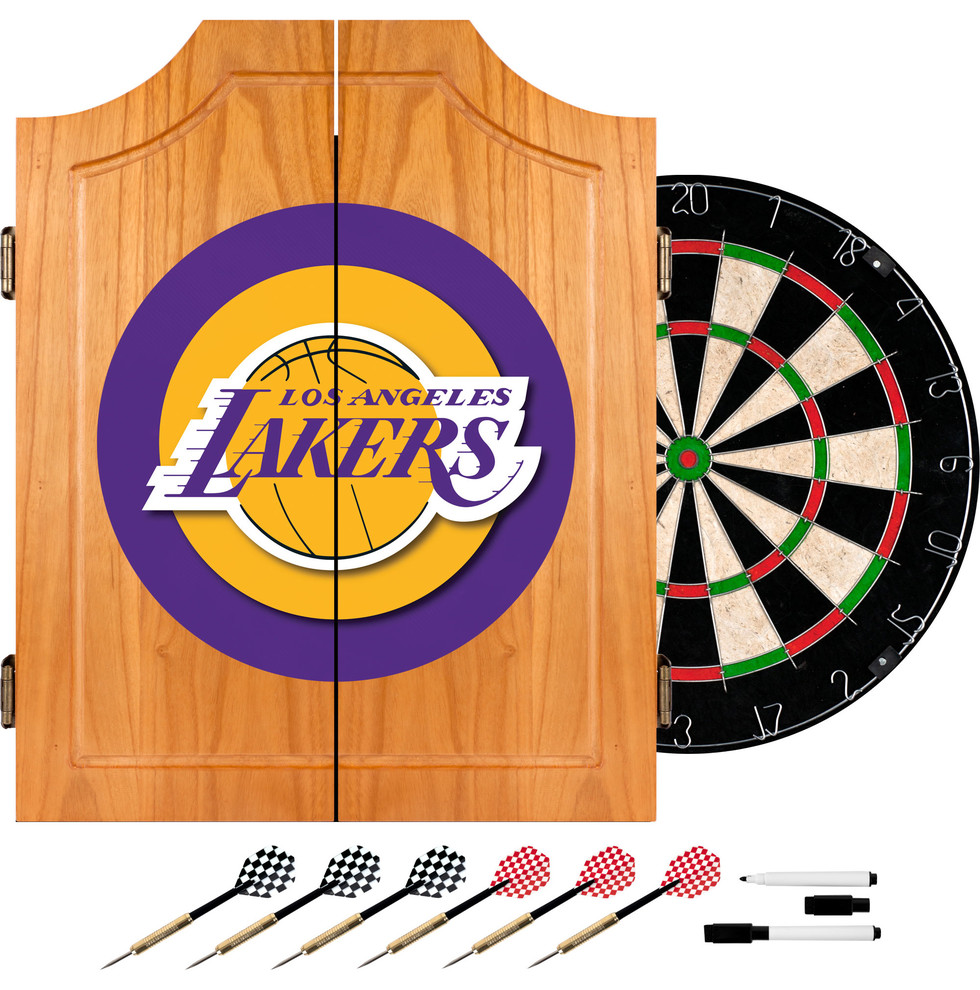 Los Angeles Lakers NBA Wood Dart Cabinet Set