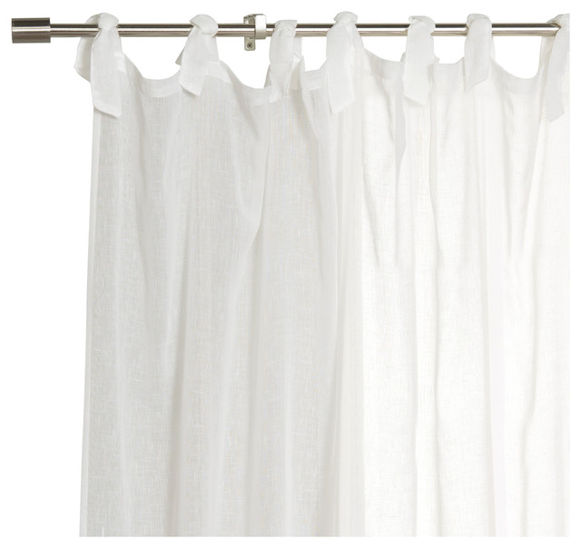 Sheer Linen Look Romantic Tie Top Curtains Traditional Curtains