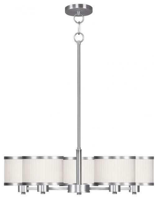 Brushed Nickel Drum Shade Chandelier Transitional Chandeliers by