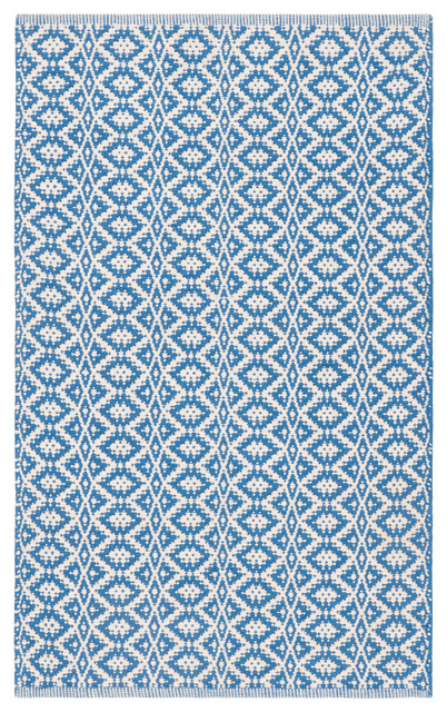 Safavieh Montauk Collection MTK716 Rug, Ivory/Blue, 2'3" X 3'9"