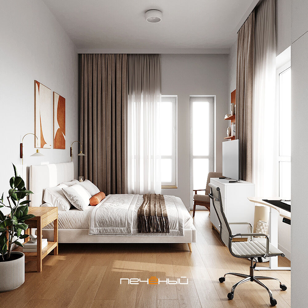 2025 Дизайн 2-комн. квартиры 76 м² в современном стиле, Москва, Green Park