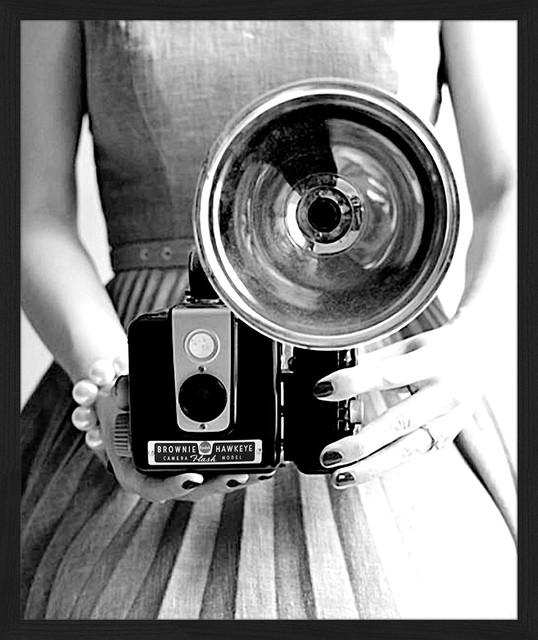 "Vintage Flash Camera" Framed Art Print, 55x65 cm