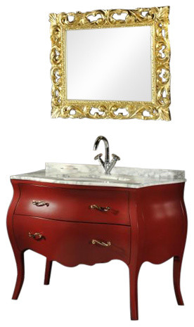 Baroque Bathroom Vanity Unit, Red, 115 cm