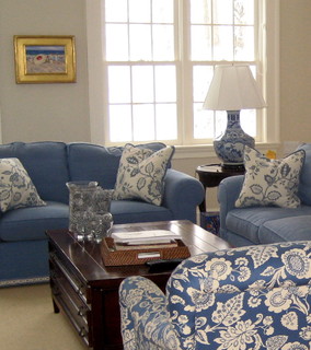 Blue and White Family Room