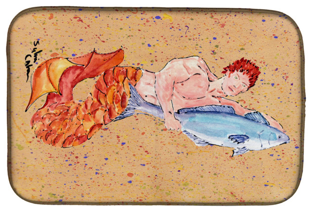 Caroline's Treasures Merman Dish Drying Mat, 14x21, Multicolor