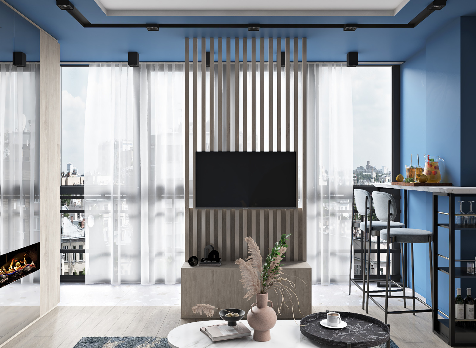 Гостиная ЖК Татьянин Парк "Сапфировая нега"