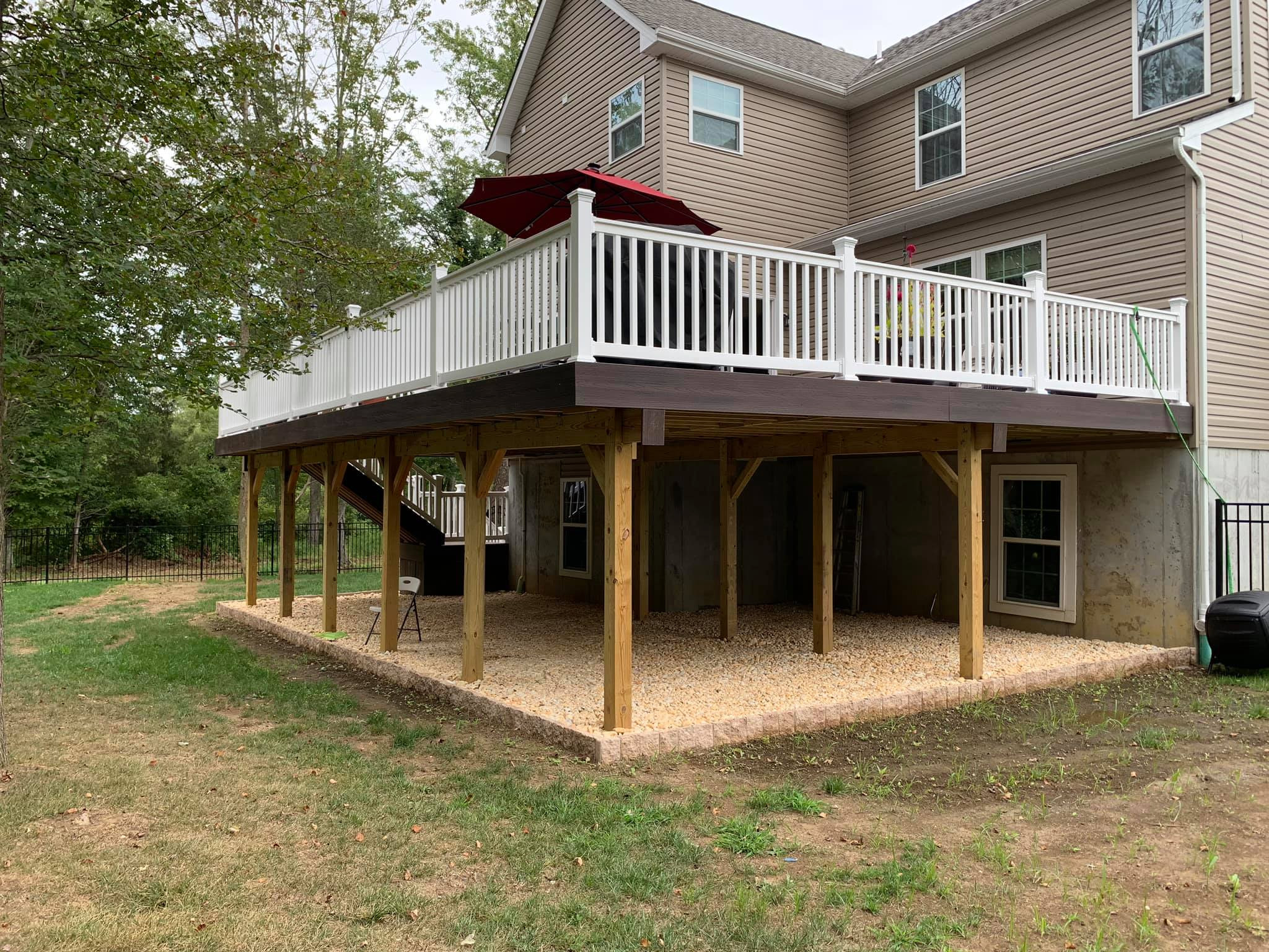 White Railing Lifted Deck