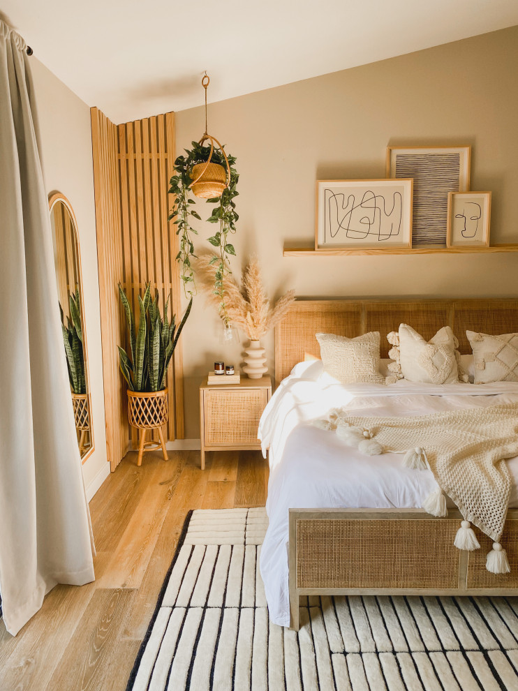 Bild på ett minimalistiskt sovrum