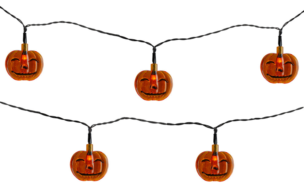 10ct Orange Battery Operated Jack O' Lantern LED Mini Halloween Lights