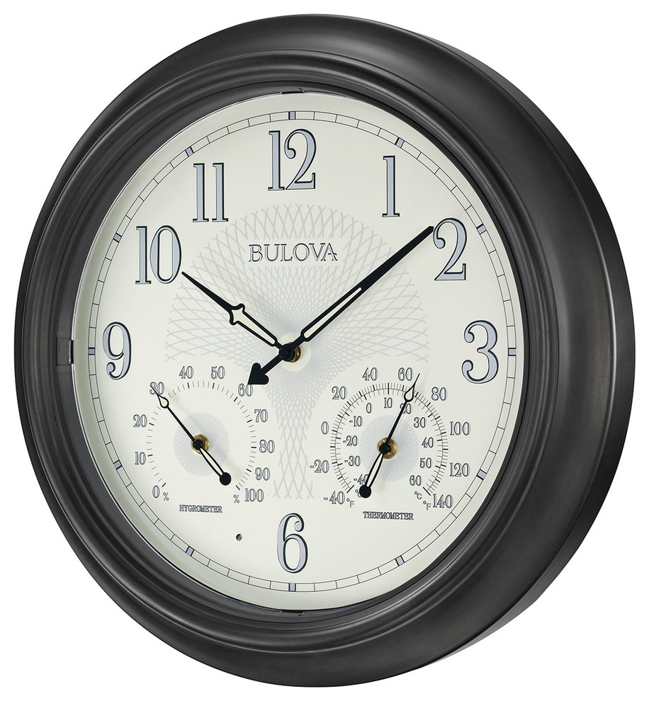 Bulova Weather Master Outdoor Wall Clock LED Illuminates from Dusk to