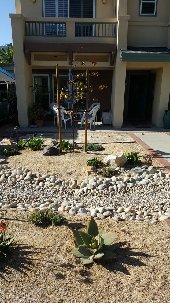 This is an example of a mediterranean front yard garden in San Diego.