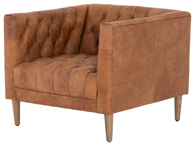 Camel Leather Accent Chair - Astrogeopysics