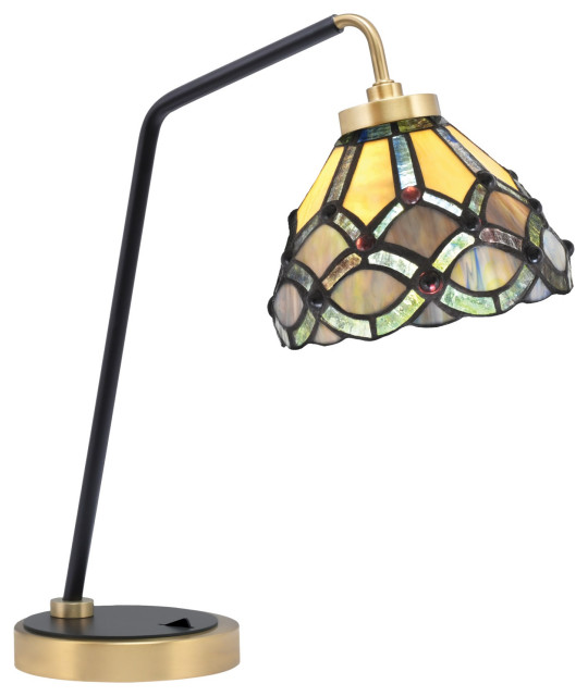 Table Lamps & Desk  New Age Brass Finish 7 Grand Merlot Art Glass
