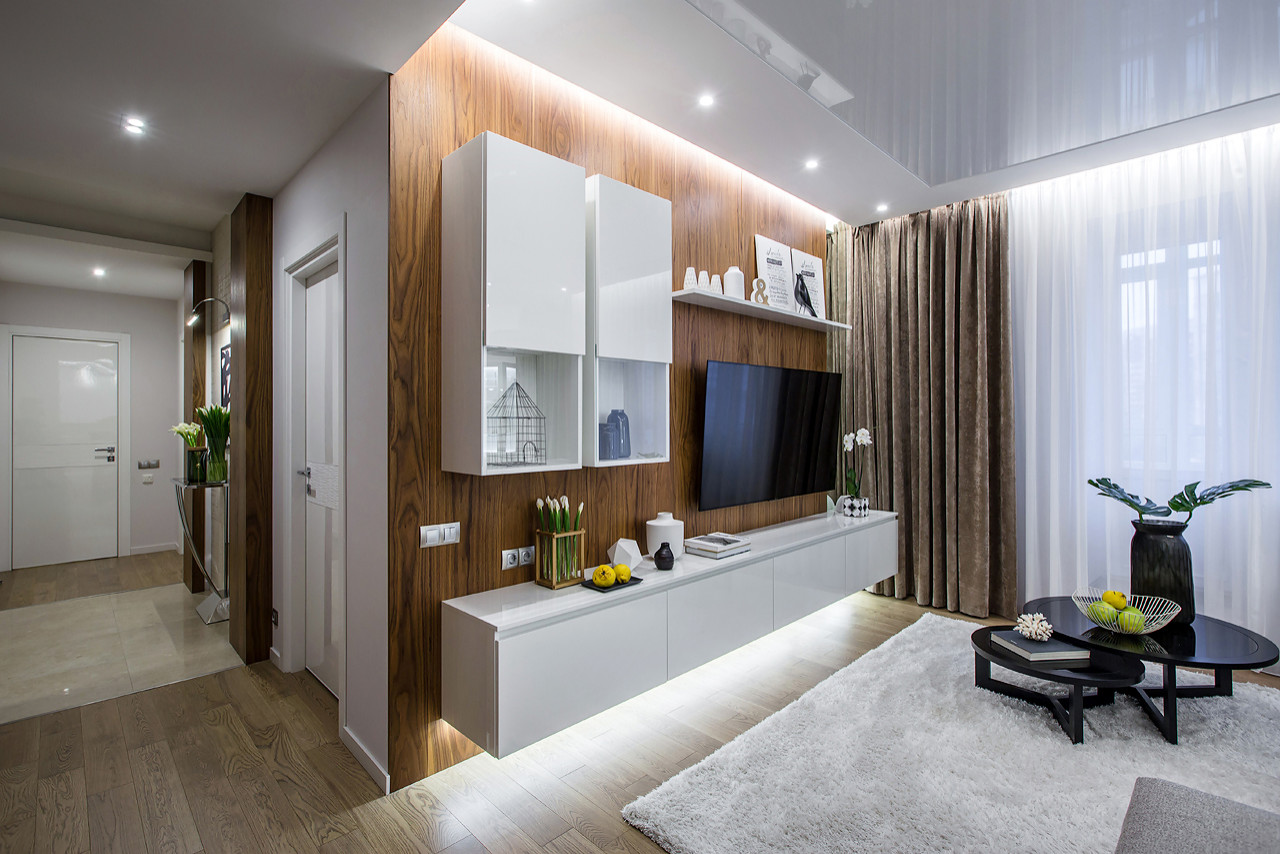 Природный дизайн - квартира в современном стиле в ЖК Мичуринский