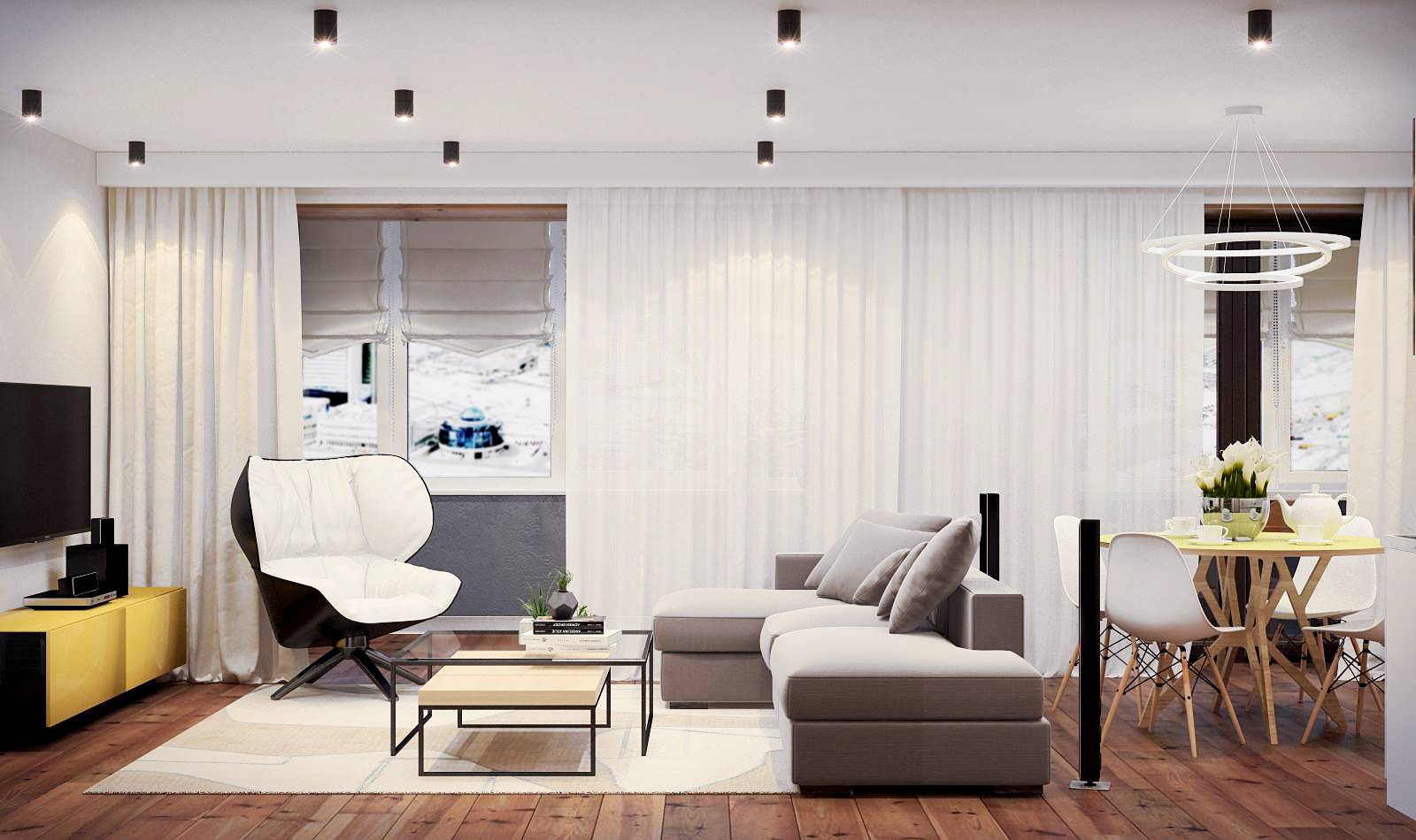 Дизайн-проект трехкомнатной квартиры "Над облаками"