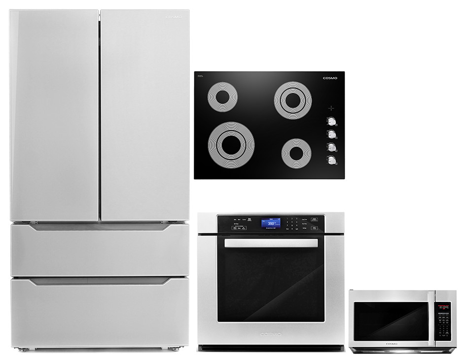 4 Piece, 30" Electric Cooktop 30" Wall Oven 30" Microwave