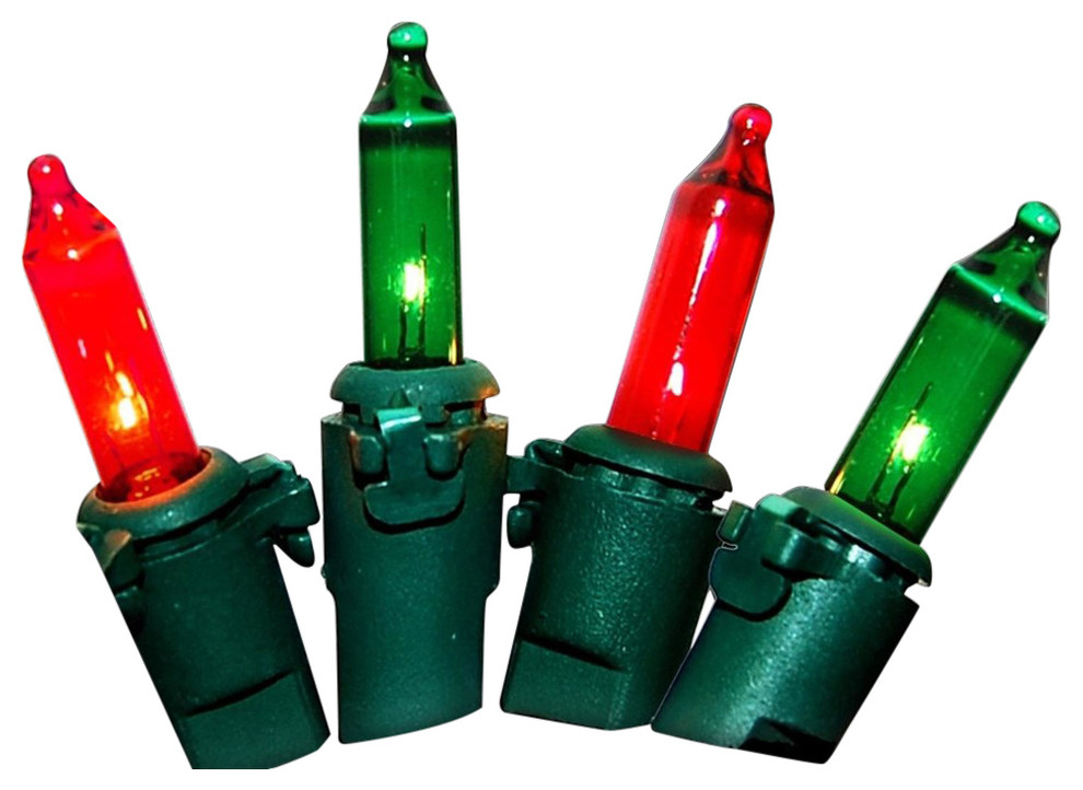 Red and Green Chasing Mini Christmas Lights 3" Spacing, Green Wire