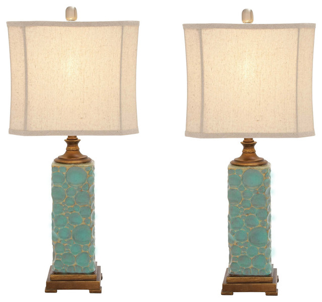 Urban Designs Carmel Seafoam Handcrafted Ceramic Table Lamp Set Of 2