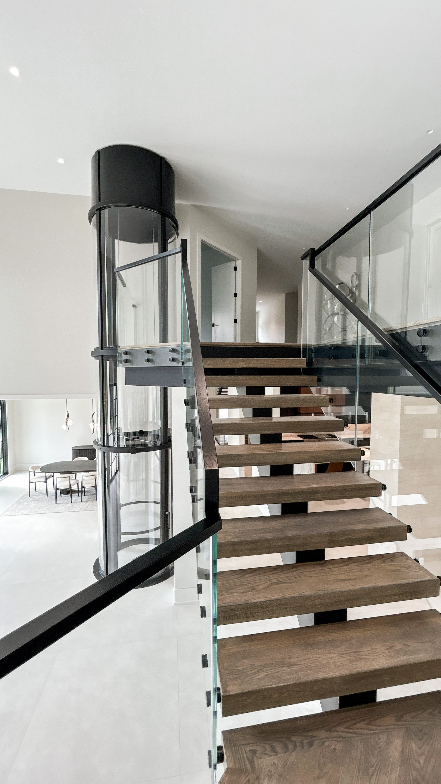 Project #159 | Modern Foyer Stair with Stand-off Glass Railing