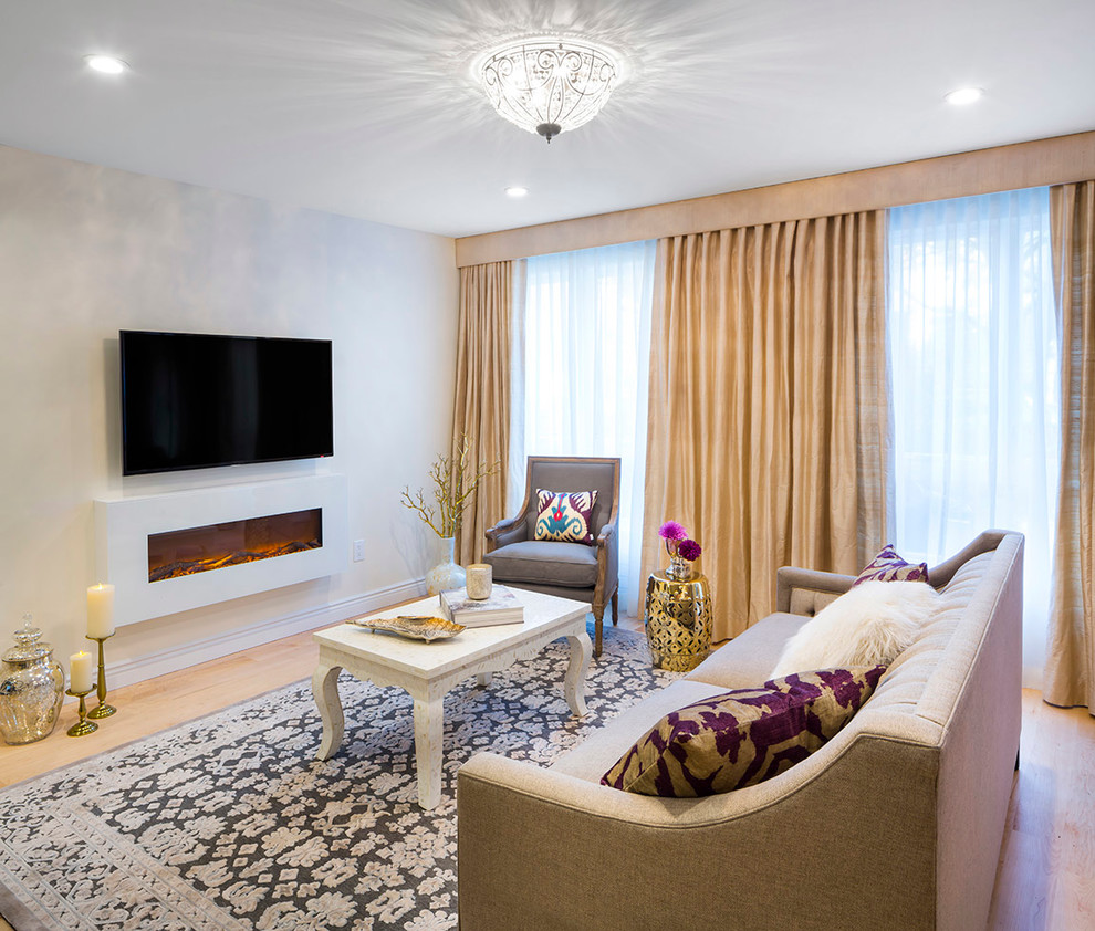 Park Slope Brownstone Renovation - family room, fire place, custom accent pillows