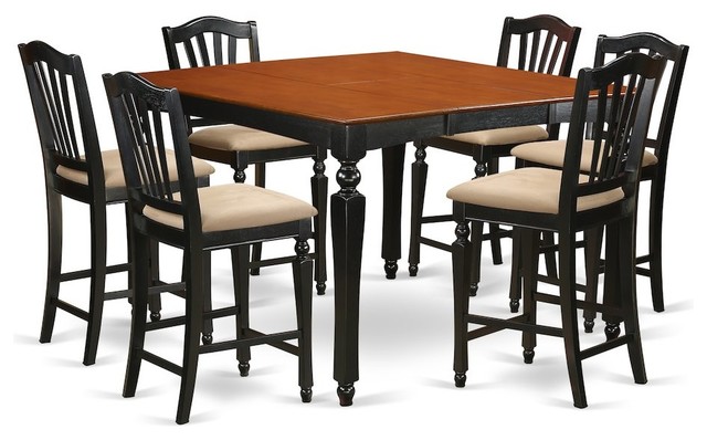 East West Chelsea 7 Piece 54 Square Counter Height Table Set With 6 Chairs Traditional Dining Sets By Bisonoffice Houzz
