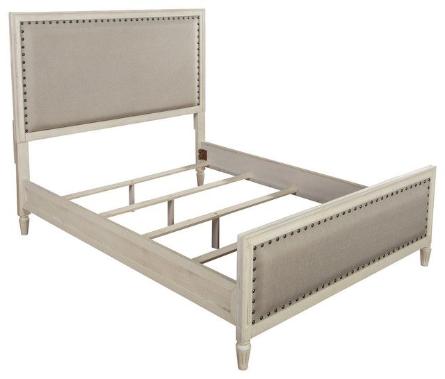 Cambridge Solid Wood Bed with Upholstered Trim Traditional Panel