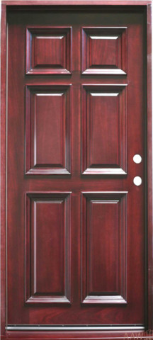 6-Panel, Prehung and Prefinished Entry Door, 36"x80", Mahogany