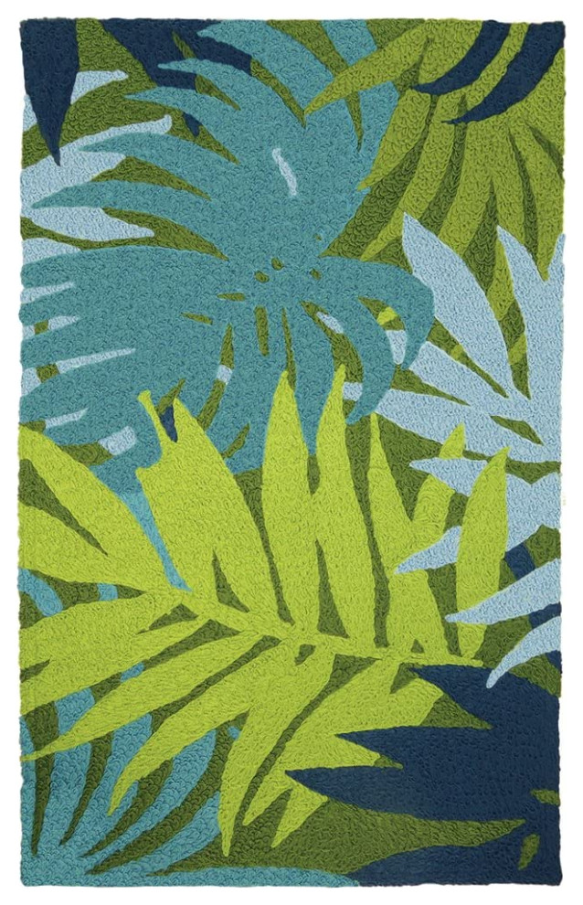 JellyBean Accent Rug Blue Palms Tropical Area Rugs by Uber Bazaar